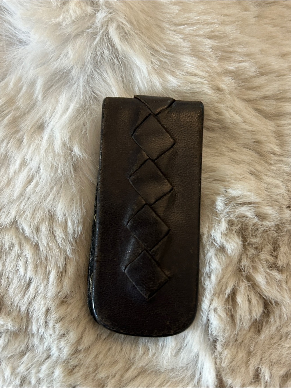 Bottega Veneta brown leather braided money clip